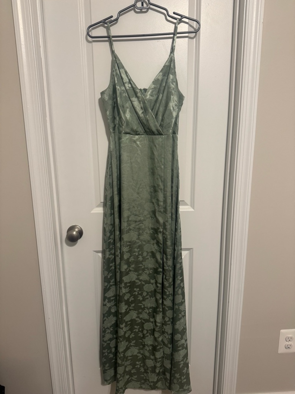 Lulu's Sage Green Floral Maxi Slip Dress